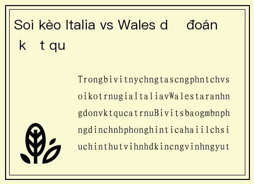 Soi kèo Italia vs Wales dự đoán kết quả