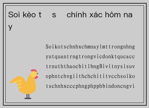 Soi kèo tỷ số chính xác hôm nay