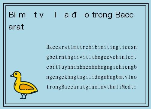 Bí mật về lừa đảo trong Baccarat