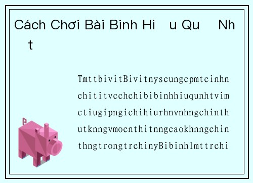 Cách Chơi Bài Binh Hiệu Quả Nhất