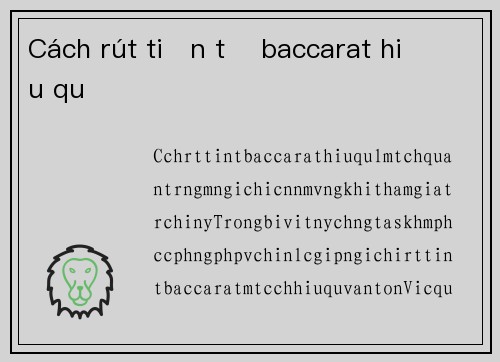 Cách rút tiền từ baccarat hiệu quả